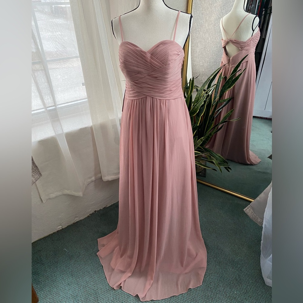 Azazie Size 12 Dusty Rose Chiffon Maxi Dress